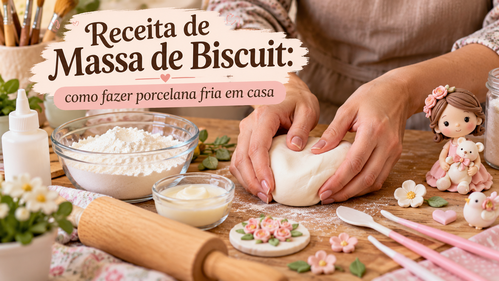 Massa caseira de biscuit preparada para modelagem